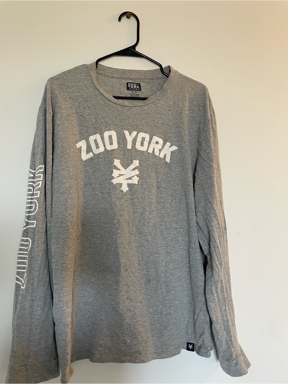 Zoo York Grey and White Long Sleeve Graphic Tee UNISEX